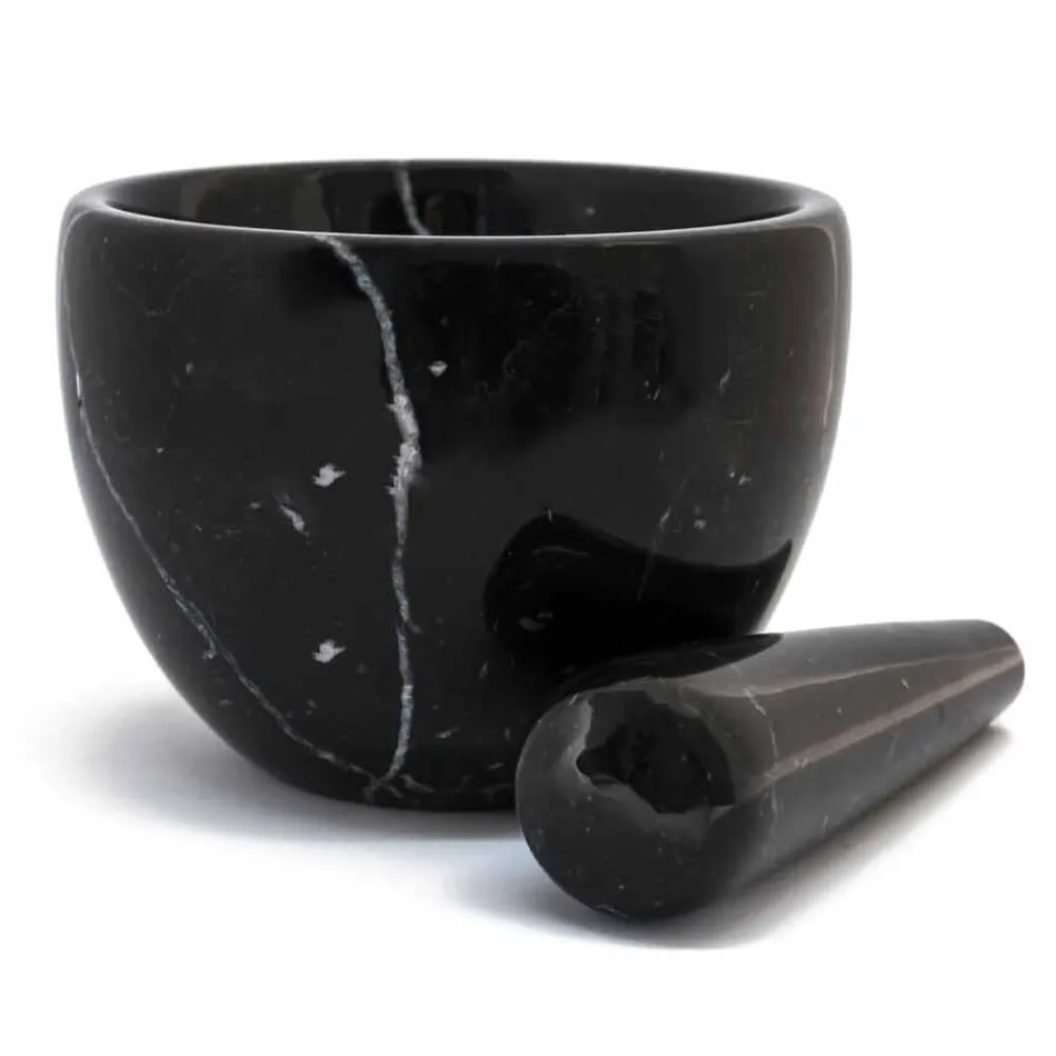 Liten murbruk med stöt i vit Carrara-marmor tillverkad i Italien - Mirel Viadurini