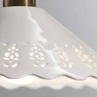 3 lampor taklampa i mässing och perforerad keramik - Fiordipizzo av Il Fanale Viadurini