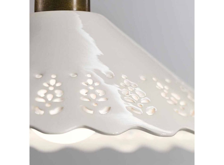 3 lampor taklampa i mässing och perforerad keramik - Fiordipizzo av Il Fanale Viadurini