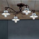 Taklampa med 3 eller 4 lampor i handdekorerad hantverkskeramik - Rom Viadurini