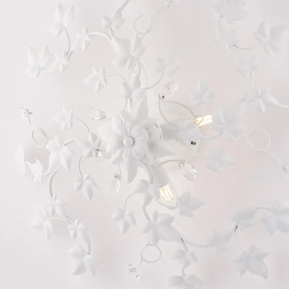 Taklampa i metall och kristall med 6 ljuskällor för sofistikerad stil – Orchidea Viadurini