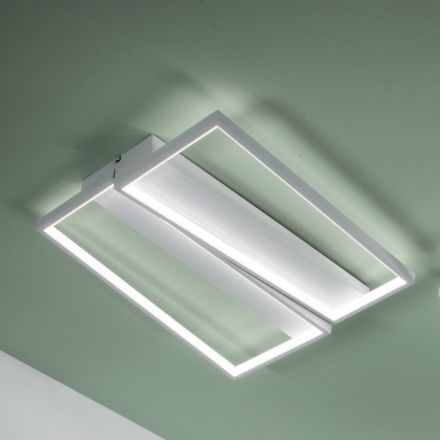 LED-taklampa med metallstruktur i vit finish - Squadra Viadurini