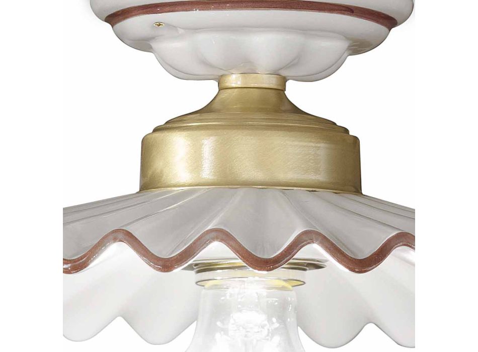taklampa glansig keramik och färgad tråd Ferroluce Viadurini