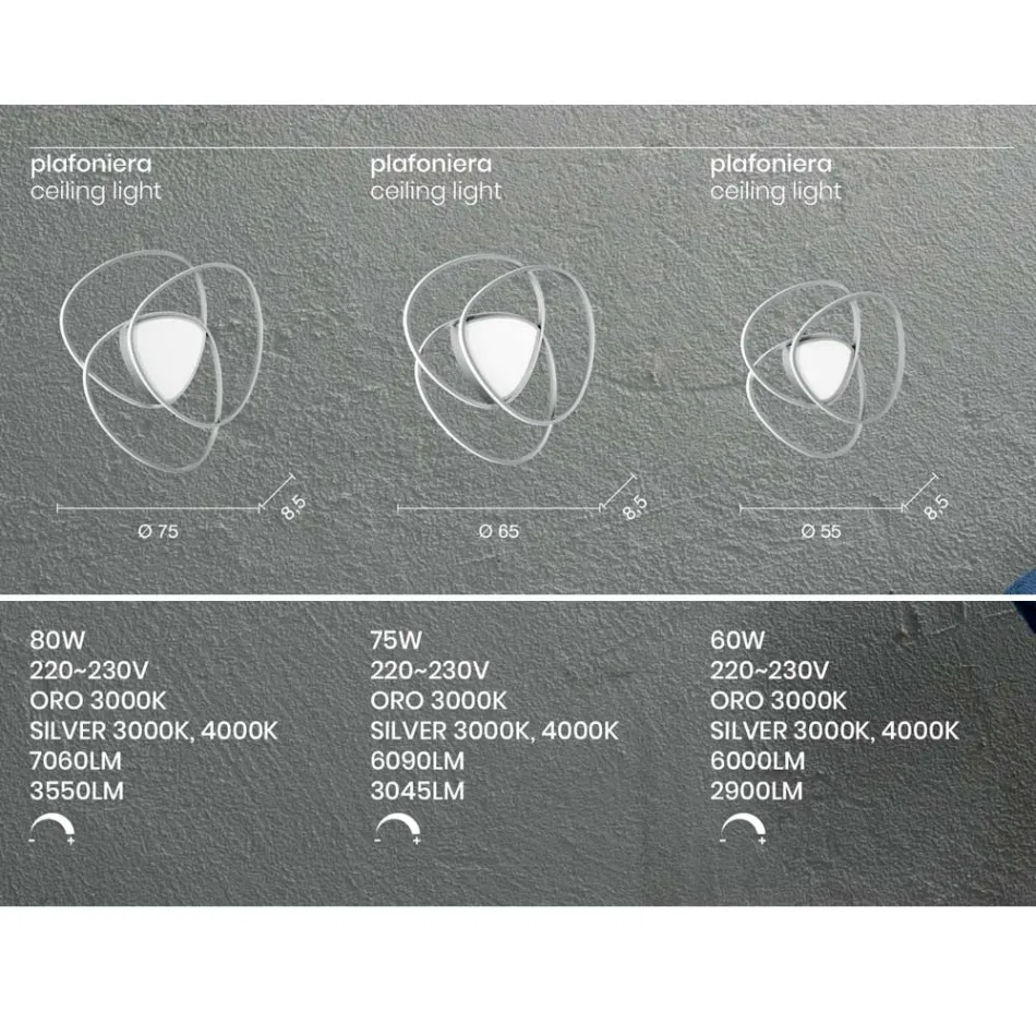Taklampa LED Vägglampa i Guld eller Silver Finish Metall - Rosella Viadurini