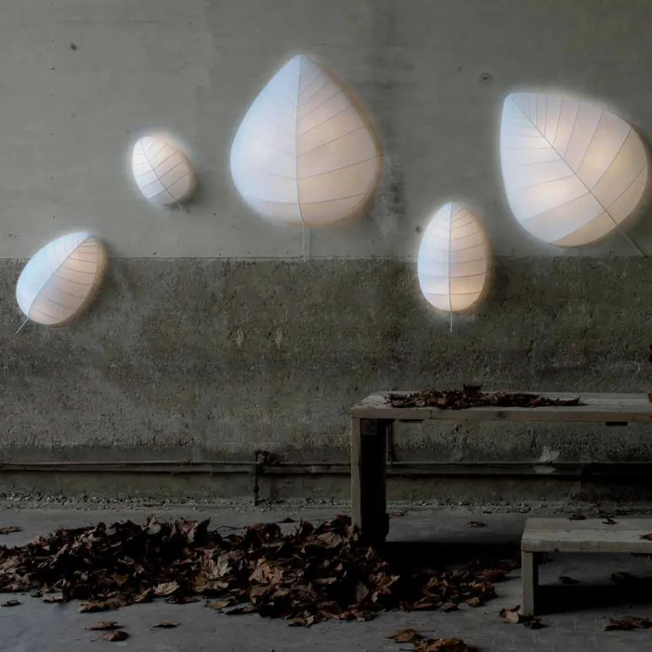 Vägglampa i metall och vit Lycra-design i 3 dimensioner - lövverk Viadurini
