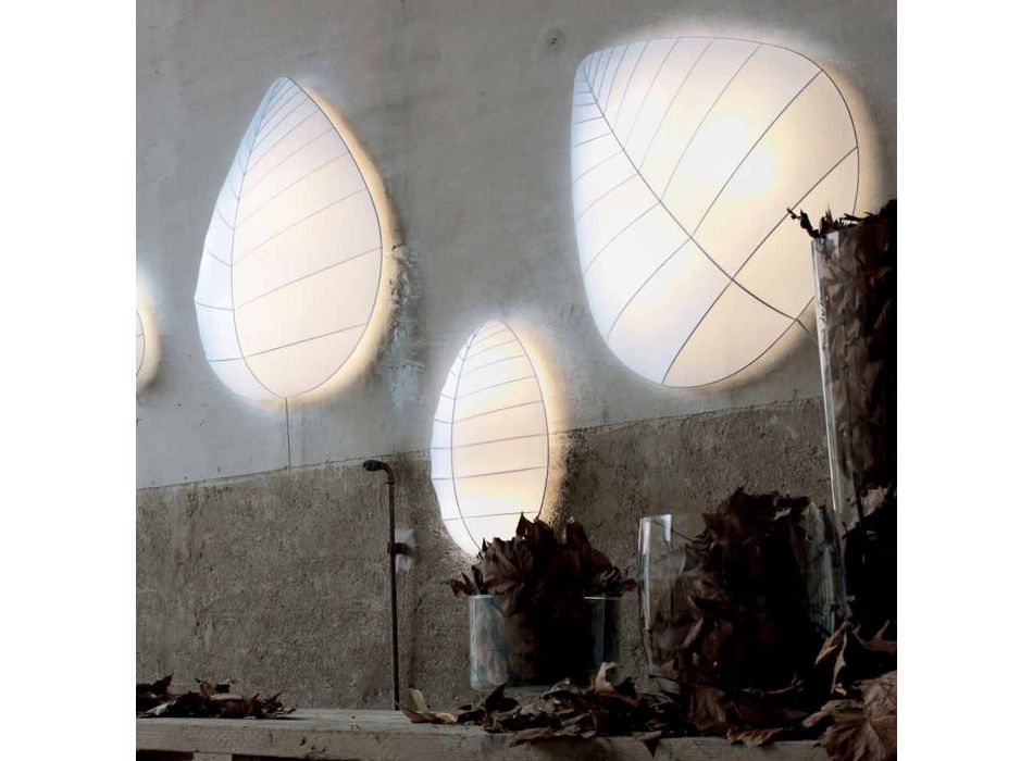 Vägglampa i metall och vit Lycra-design i 3 dimensioner - lövverk Viadurini