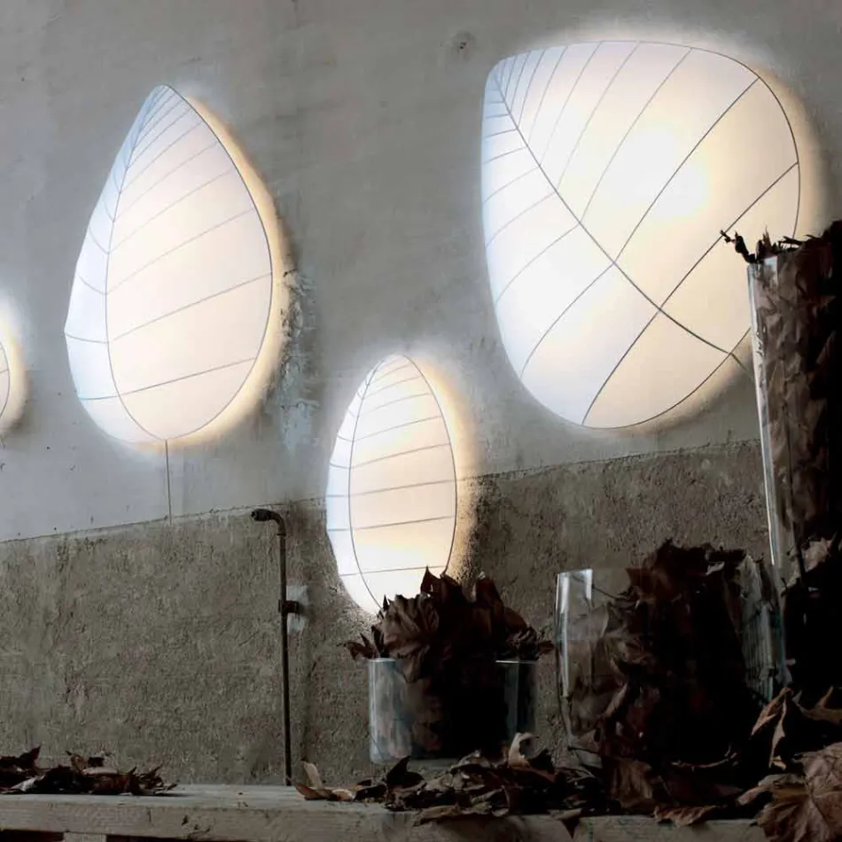 Vägglampa i metall och vit Lycra-design i 3 dimensioner - lövverk Viadurini