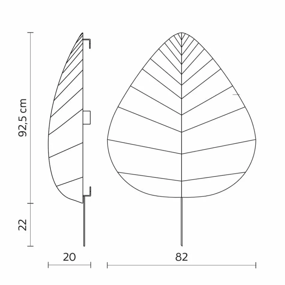 Vägglampa i metall och vit Lycra-design i 3 dimensioner - lövverk Viadurini