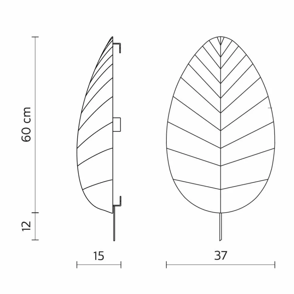 Vägglampa i metall och vit Lycra-design i 3 dimensioner - lövverk Viadurini