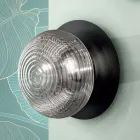 Vägglampa i blåst glas med metallstruktur - svala Viadurini