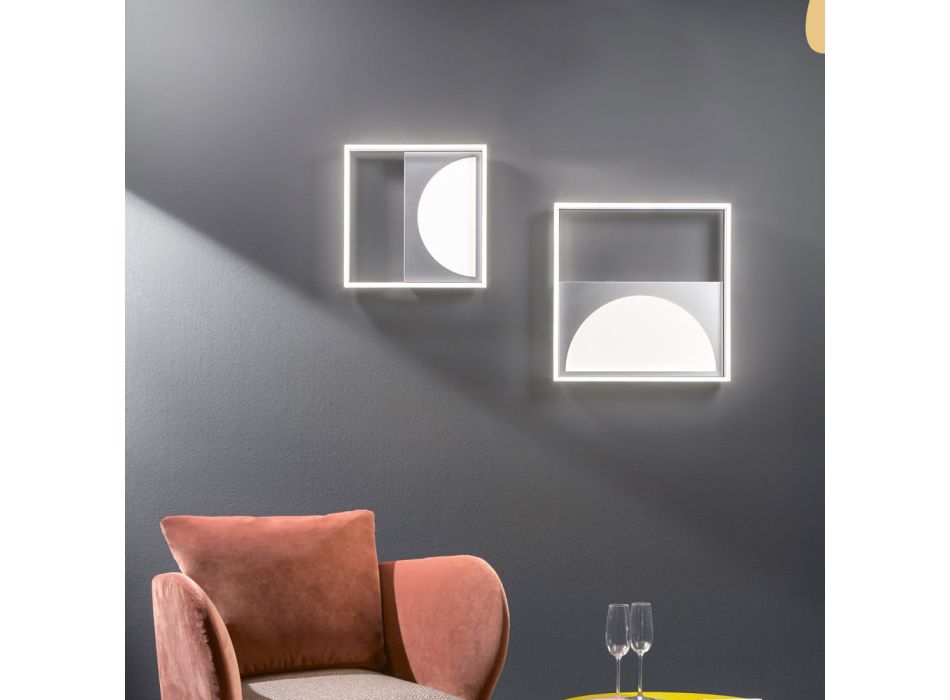 LED-taklampa i Silvermetall med Perimeter Diffuser - Arco Viadurini