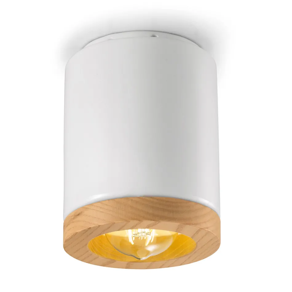 Nordic Style Artisan Trä och Keramik Taklampa - Nateca Viadurini