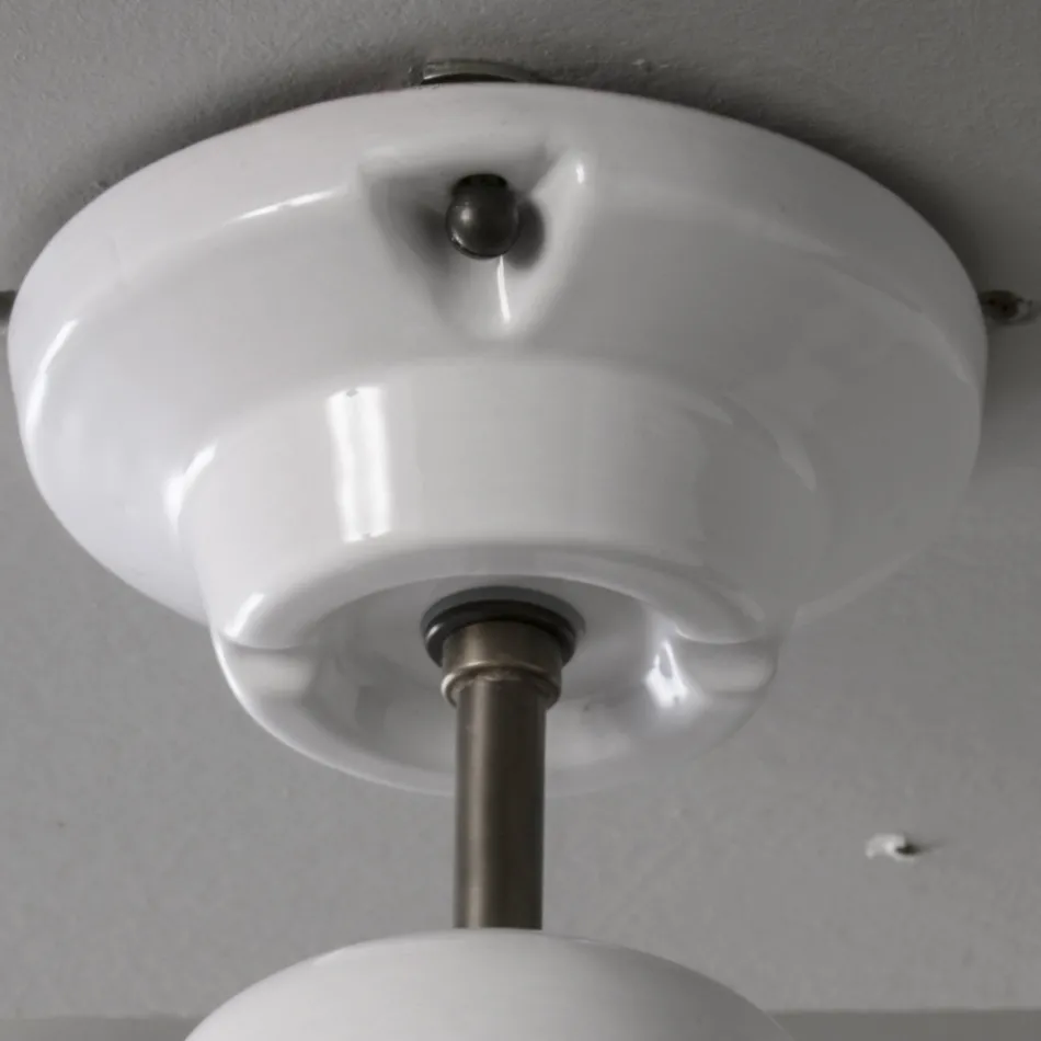 Handgjord taklampa i Majolica och aluminium tillverkad i Italien - Toscot Battersea Viadurini