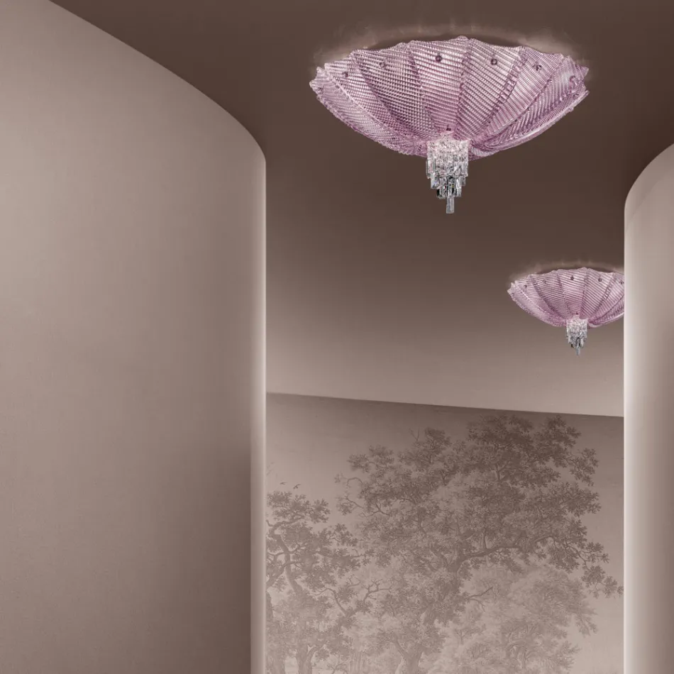 Handgjord venetiansk taklampa i glas och metall tillverkad i Italien - Fabiana Viadurini