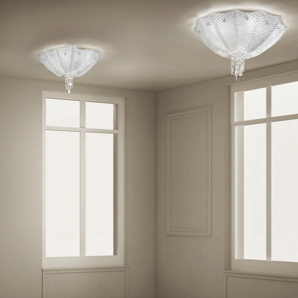 Handgjord taklampa i Venedig i glas och metall tillverkad i Italien - Fabiana Viadurini