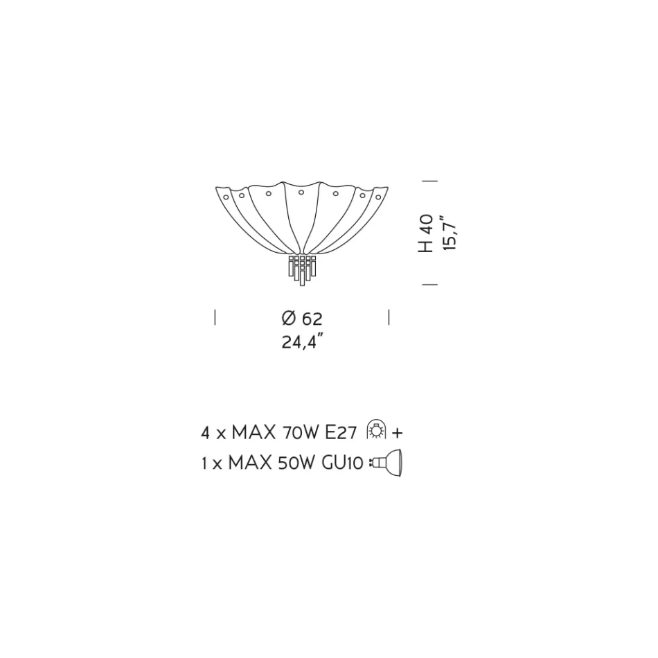 Handgjord taklampa i Venedig i glas och metall tillverkad i Italien - Fabiana Viadurini