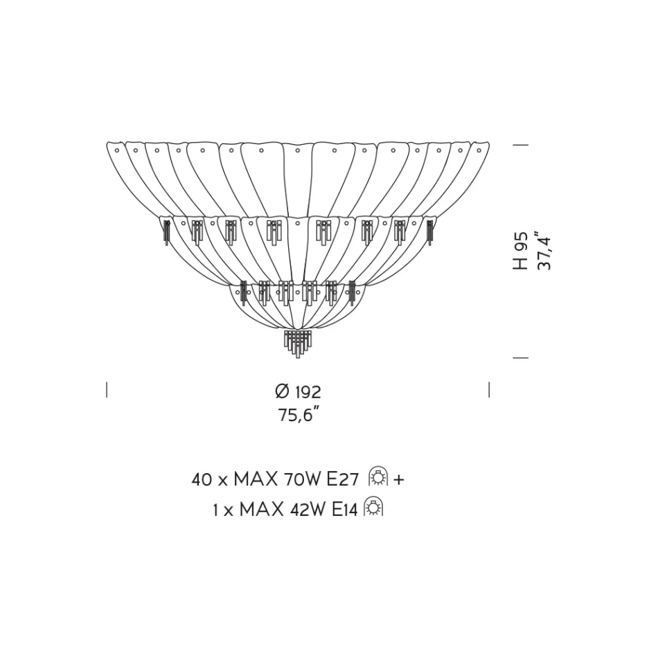 Klassisk taklampa i Venedigglas och metall Tillverkad i Italien - Fabiana Viadurini