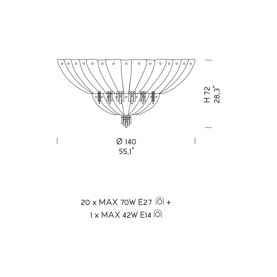 Klassisk taklampa i Venedigglas och metall Tillverkad i Italien - Fabiana Viadurini