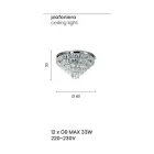 Klassisk guldmetalltaklampa och lyxiga kristallhängen - Jerome Viadurini