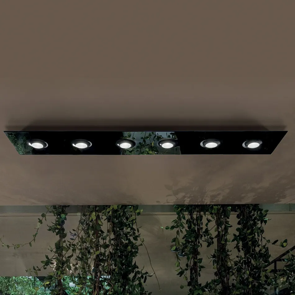 Taklampa med plan glasplatta med sänkningar - Kora Viadurini