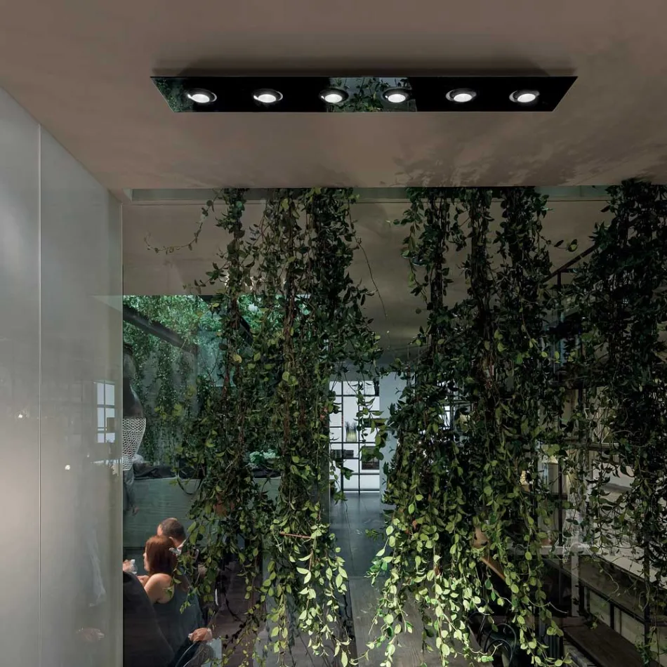 Taklampa med plan glasplatta med sänkningar - Kora Viadurini