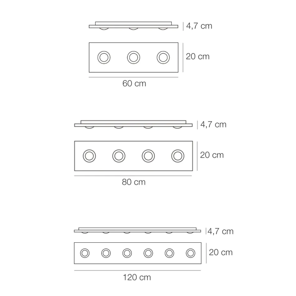 Taklampa med plan glasplatta med sänkningar - Kora Viadurini