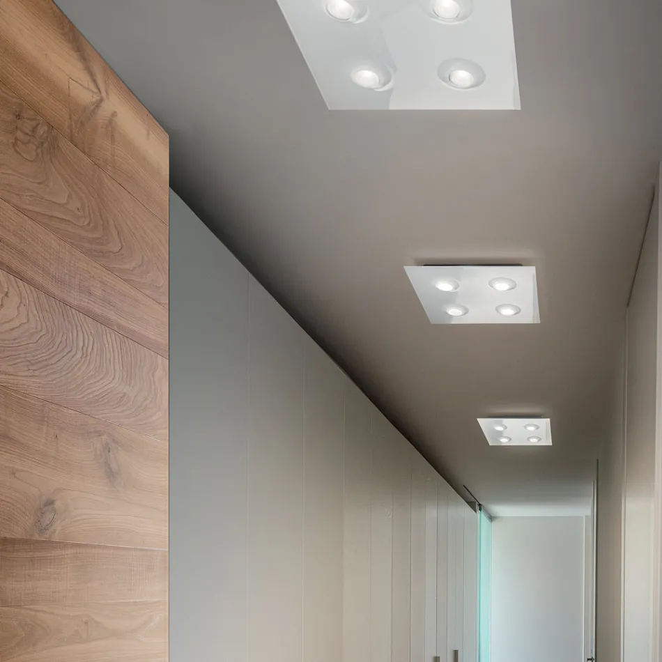 Taklampa med plan glasplatta med nedsänkbar design Tillverkad i Italien - Kora Viadurini