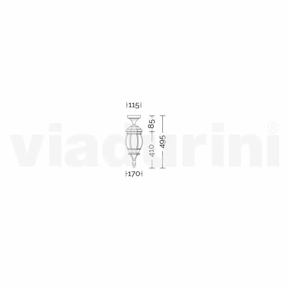 Utomhus taklampa i gjuten aluminium tillverkad i Italien, Anika Viadurini