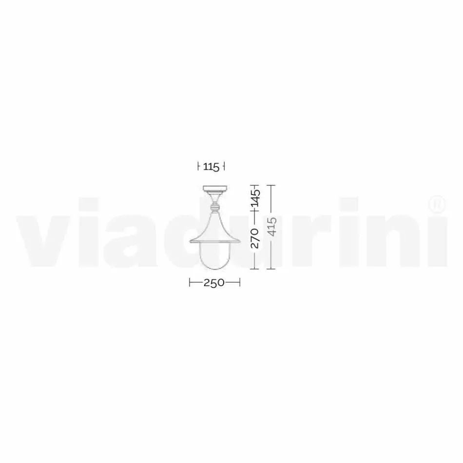 Garden taklampa i gjuten aluminium tillverkad i Italien, Anusca Viadurini
