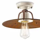 Taklampa tillverkad av keramik och metall vintage Elaine Ferroluce Viadurini