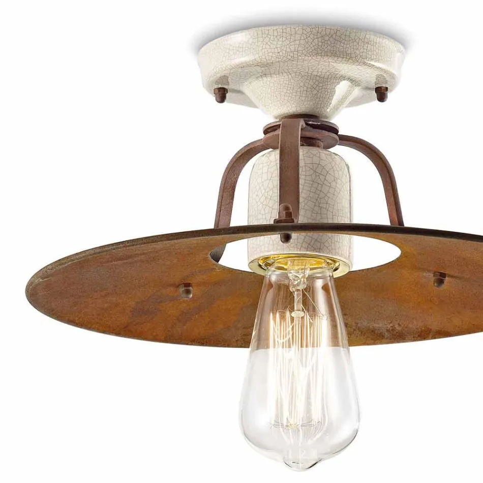 Taklampa tillverkad av keramik och metall vintage Elaine Ferroluce Viadurini