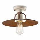 Taklampa tillverkad av keramik och metall vintage Elaine Ferroluce Viadurini