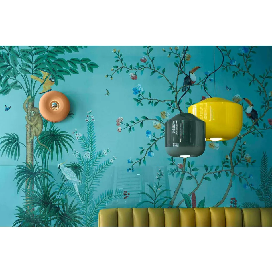 Taklampa i vintage design i färgad keramik tillverkad i Italien - Bellota Viadurini