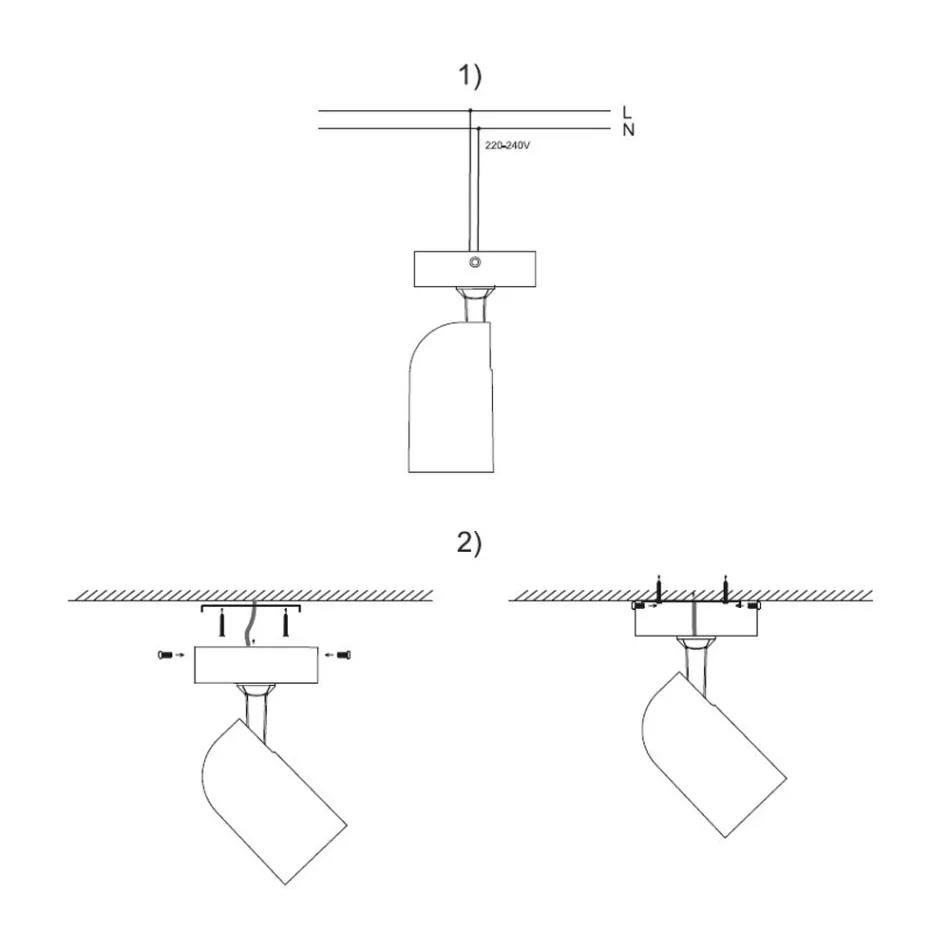 Justerbar spotlight taklampa i vit eller svart aluminium 4 delar - Lazzaro Viadurini