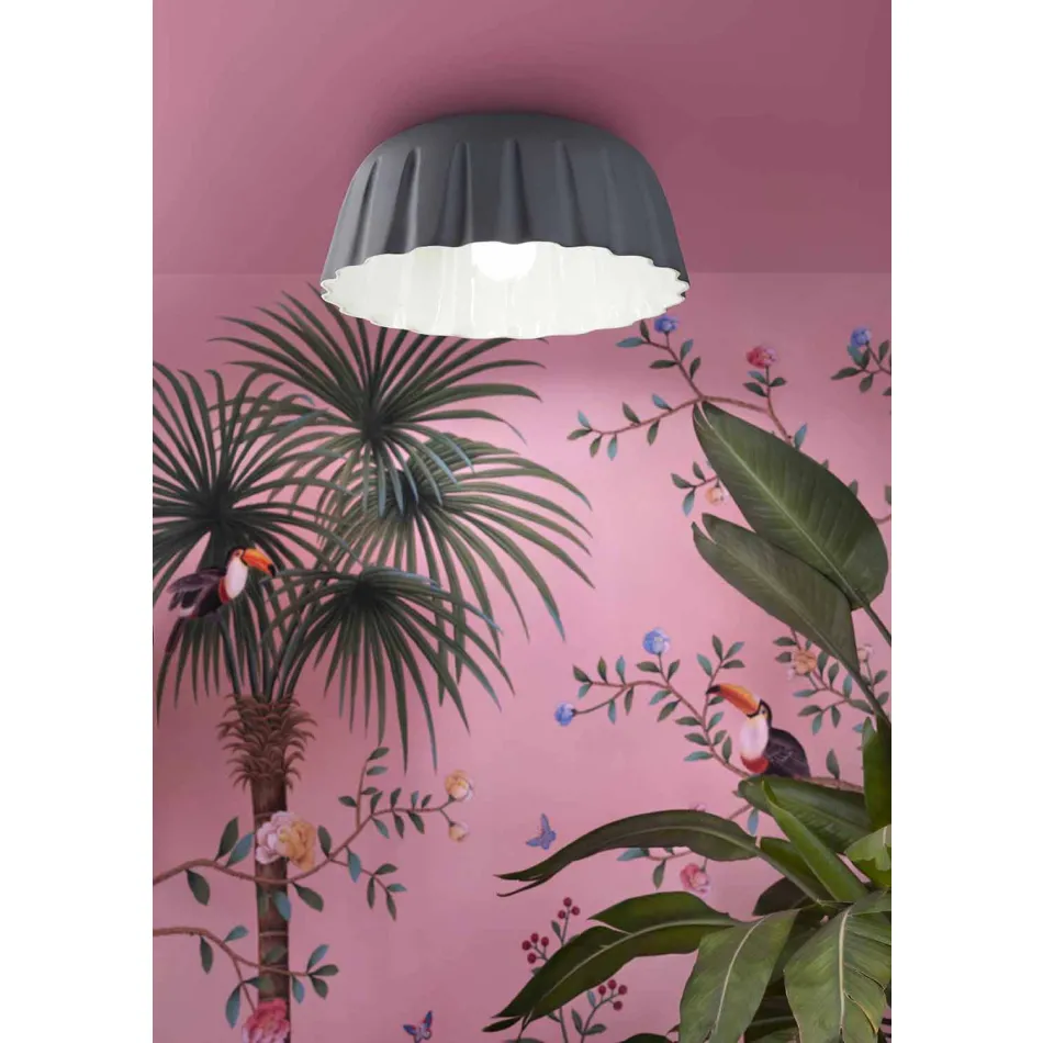 Vintage Design keramisk taklampa tillverkad i Italien - Ferroluce Madame Grès Viadurini