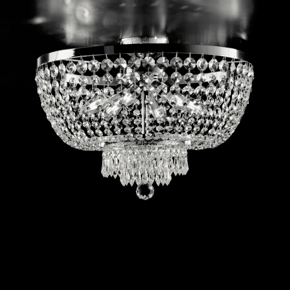 Taklampa i järn och guld med strass Tillverkad i Italien för inredning - Österrike Viadurini