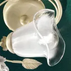 Taklampa i järn, sandblästrat glas och rosor av keramisk dekoration - Siena Viadurini