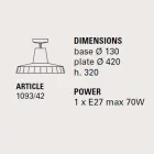 Taklampa i toskansk majolica och mässing, 42 cm, Rossi - Toscot Viadurini