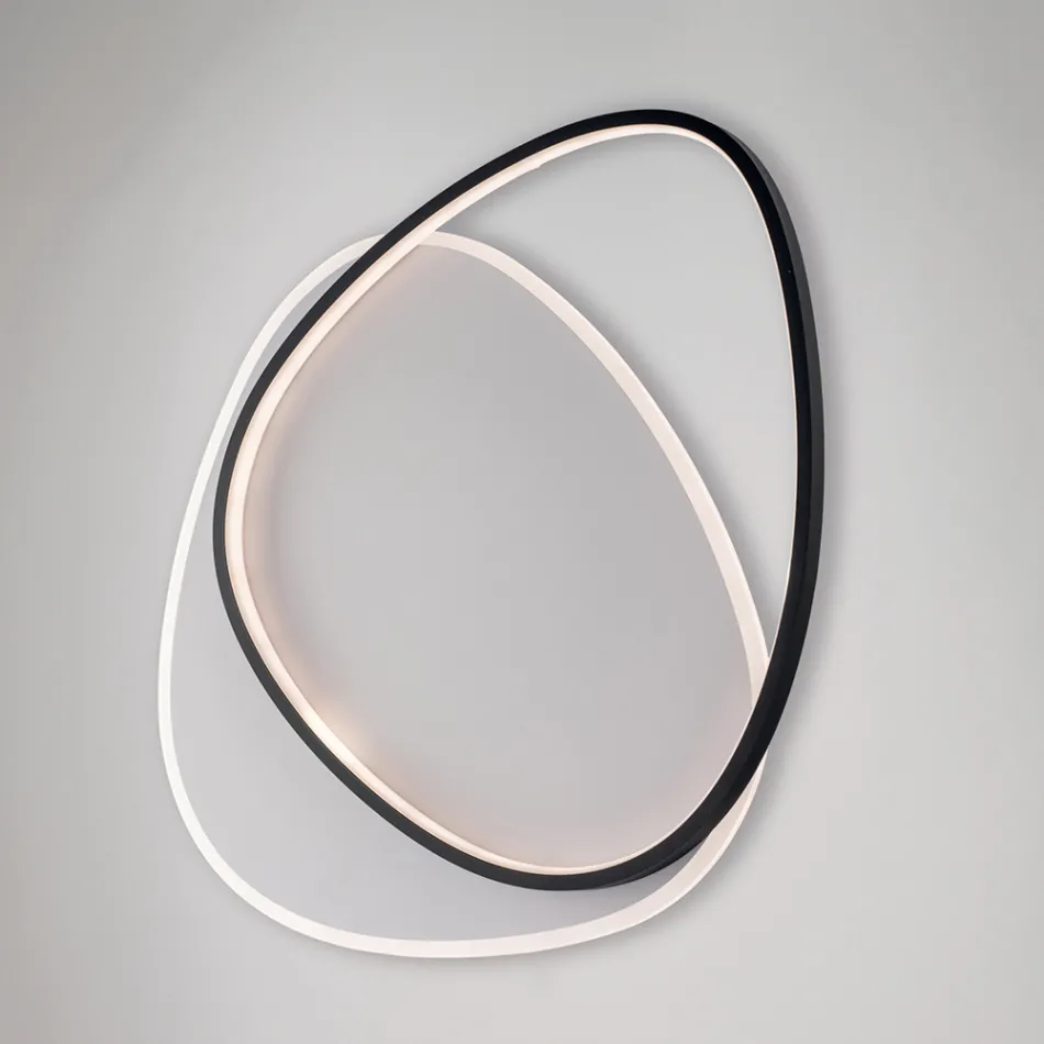 Svartvit LED-taklampa i metall, Ophiuchus, för inomhusbelysning Viadurini