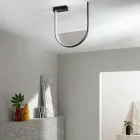 Taklampa i målad metall och löstagbar insats i granulerat glas - Catalpa Viadurini