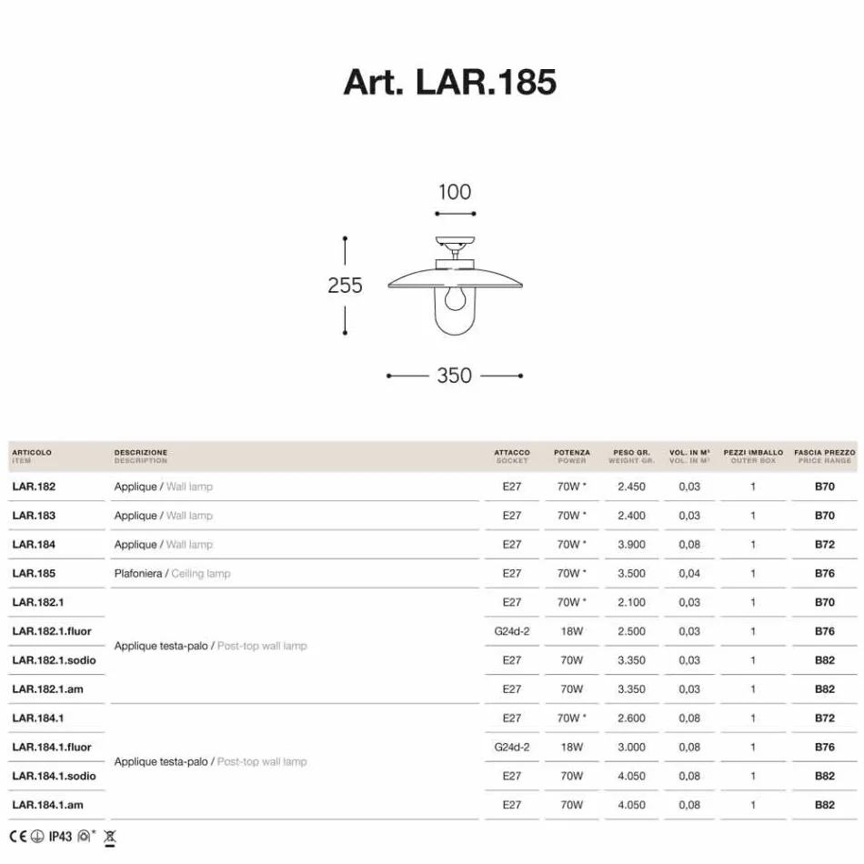 Mässing taklampa av Aldo Bernardi Nabucco koppar och glas Viadurini