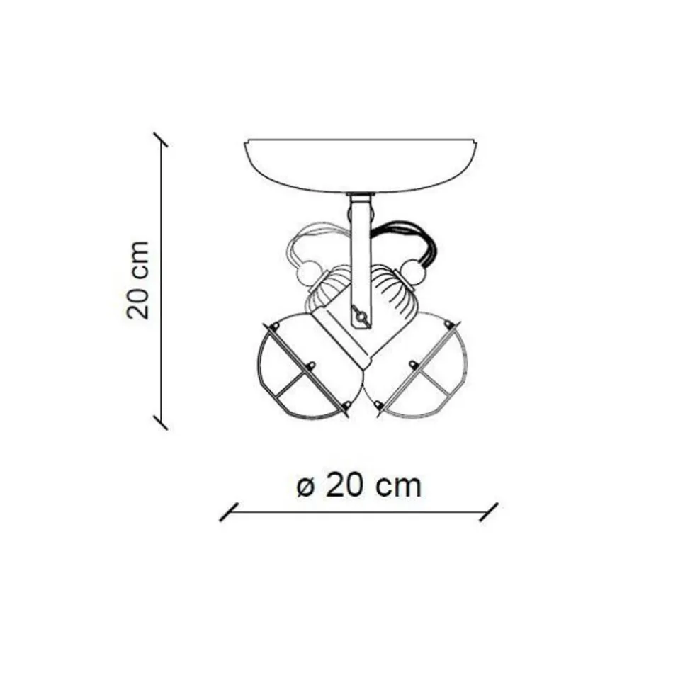 Industriell taklampa 2 strålkastare i järn och handgjord keramik - Loft Viadurini