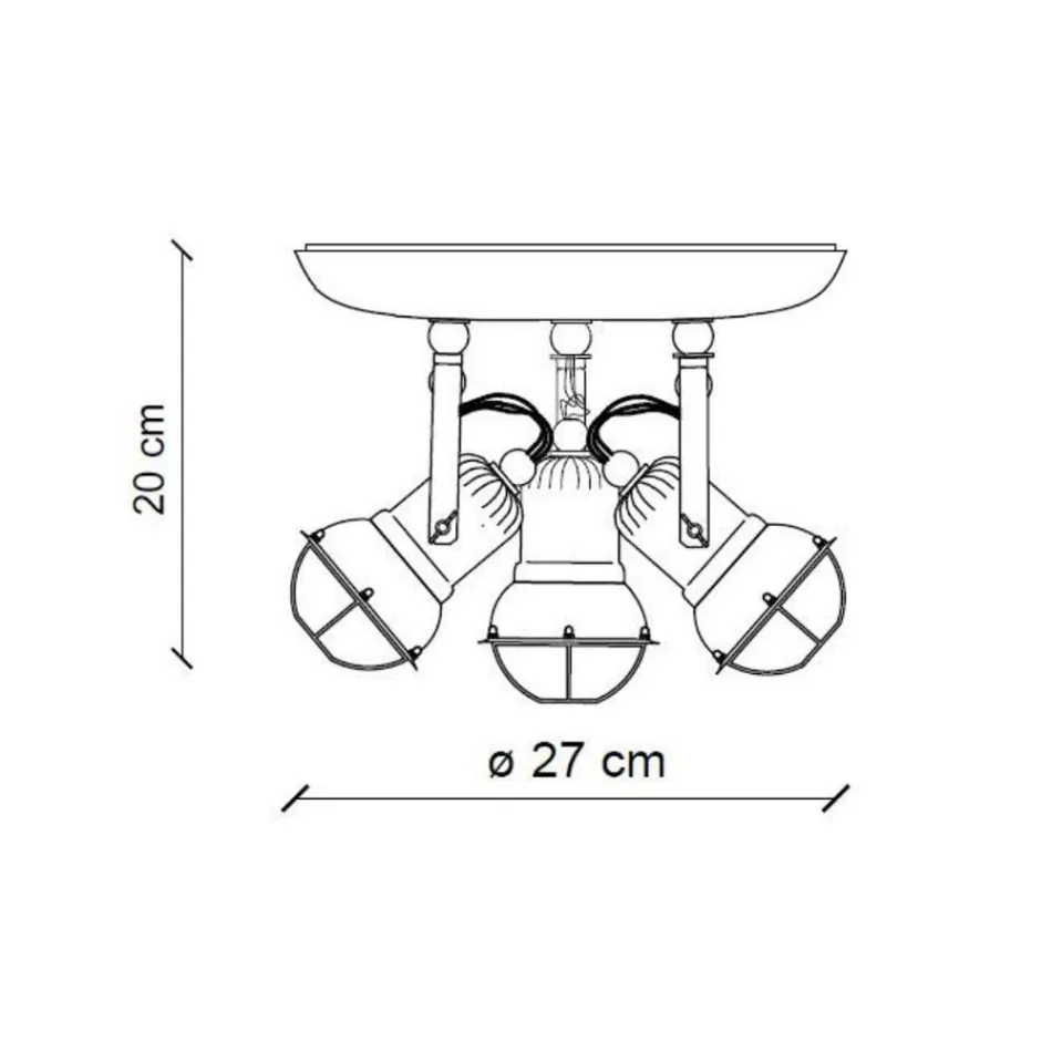 Industritaklampa 3 spotlights i järn och handgjord keramik - loft Viadurini