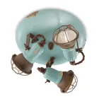 Industritaklampa 3 spotlights i järn och handgjord keramik - loft Viadurini