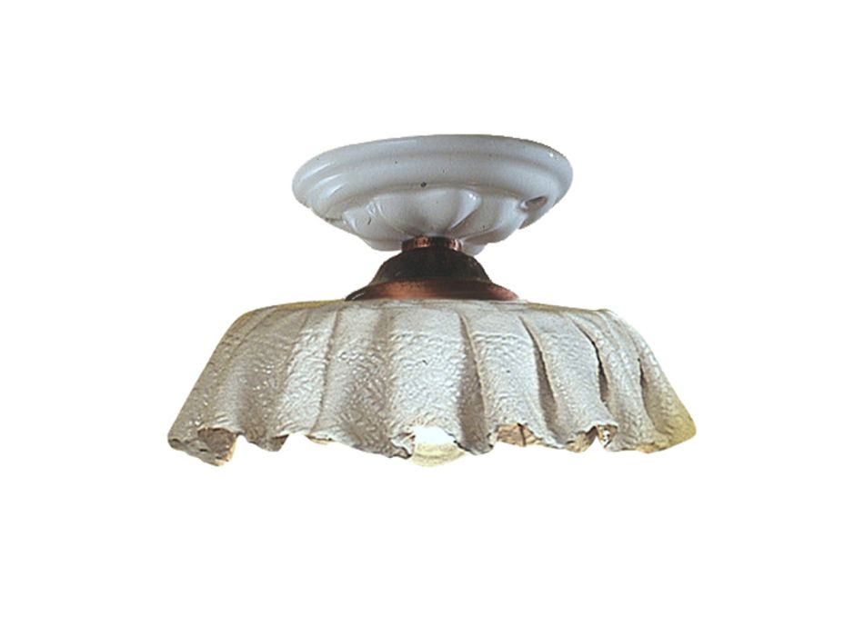 Handgjord keramisk taklampa med tyg- och metalleffekt - Modena Viadurini