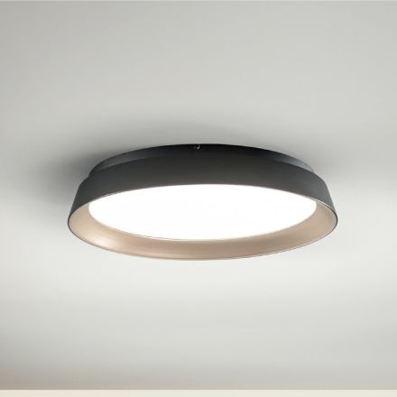 Rund LED-taklampa i svart och guld metall Modern design - Rondola Viadurini