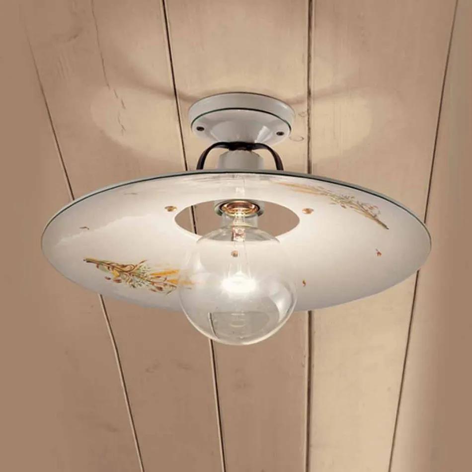 Rund taklampa dekorerad keramik tak Ferroluce Viadurini