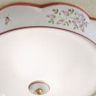Rund taklampa i järn och keramik och handmålad dekoration - Capua Viadurini