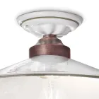 Vintage taklampa i keramik och handgjort järn i 3 storlekar - Asti Viadurini