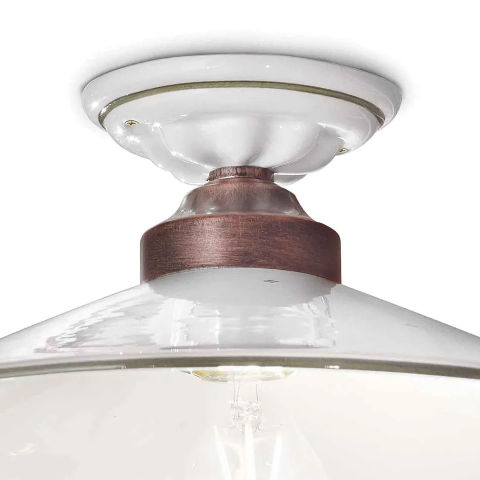 Vintage taklampa i keramik och handgjort järn i 3 storlekar - Asti Viadurini